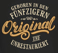 Men's Birthday T-Shirt Original Born In The Fifties Quotes Shirts