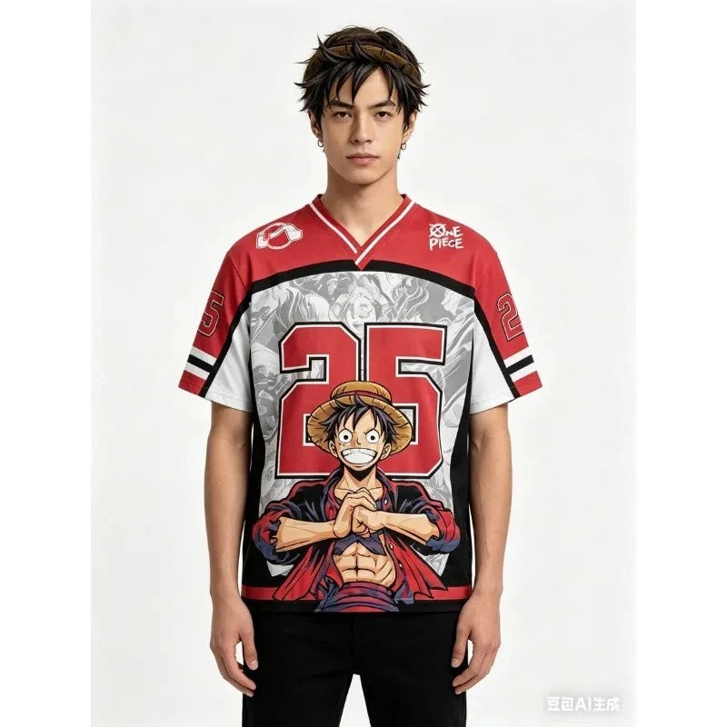 Anime 3D PrintMonkey D Luffy Jersey T-Shirt 25 One Piece Soccer Football T-Shirt