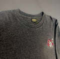 Vintage Gray & Black Stripe Bullhead Men’s XL Shirt 8 Ball Skull Patch 90s Y2K