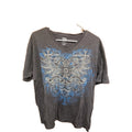 Rare Route 66 2sided Y2K Baggy Grey Cyber Gothic Graphic Vneck shortsleeve XL TE