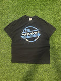 Y2K The Strokes Band T-Shirt MEDIUM Distressed Black w Blue Graphic Rock Punk