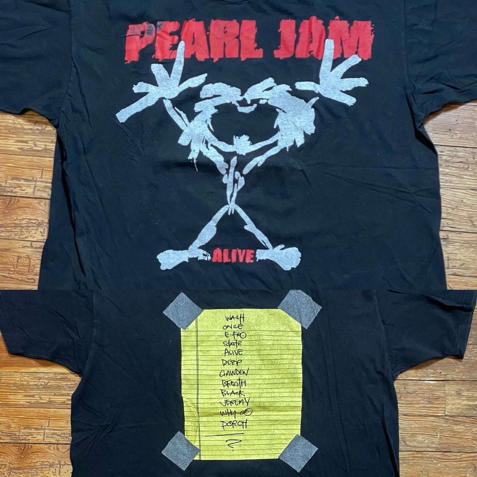 Vintage 90s Pearl Jam Shirt Size XL Band Tour Grunge Alternative Alive Stickman