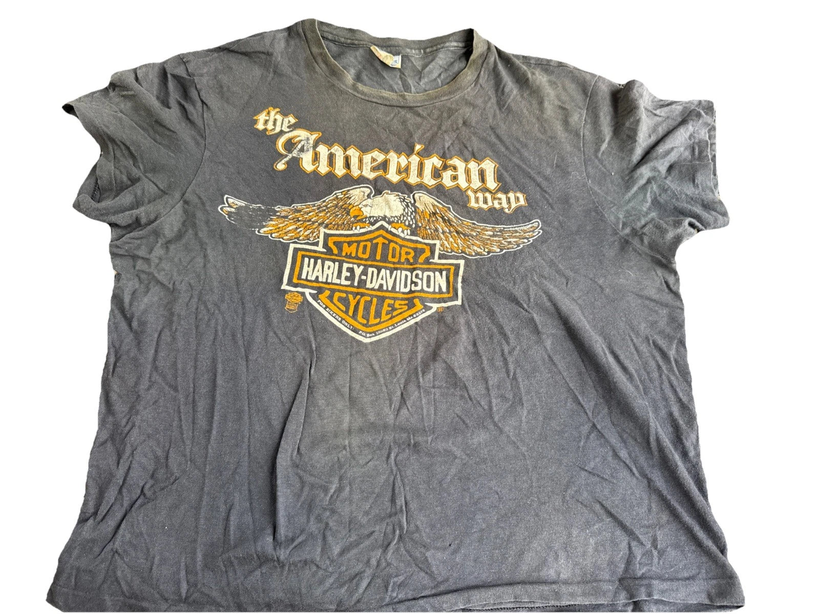 Vtg 70s -80s Harley Davidson Singal Stitch T Shirt Distressed