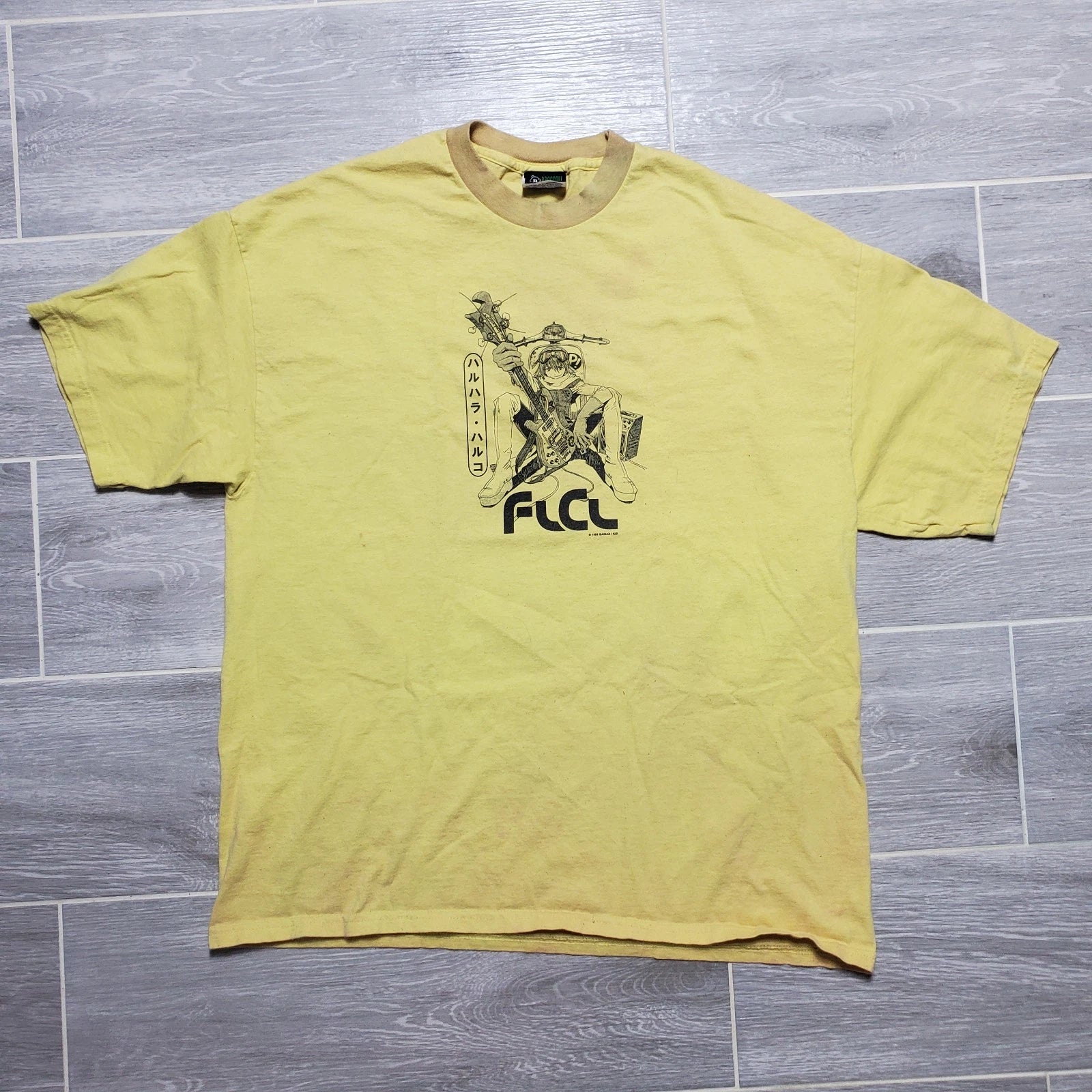 vintage y2k 2000s flcl fooly cooly haruko yellow t-shirt xl anime Broccoli gear