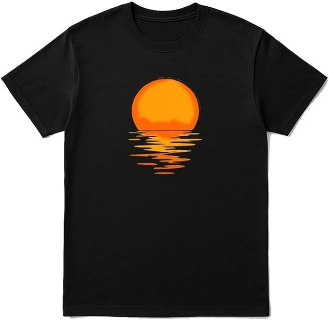 Minimalist Sunset Graphic Tee | Orange Sun Reflection T-Shirt