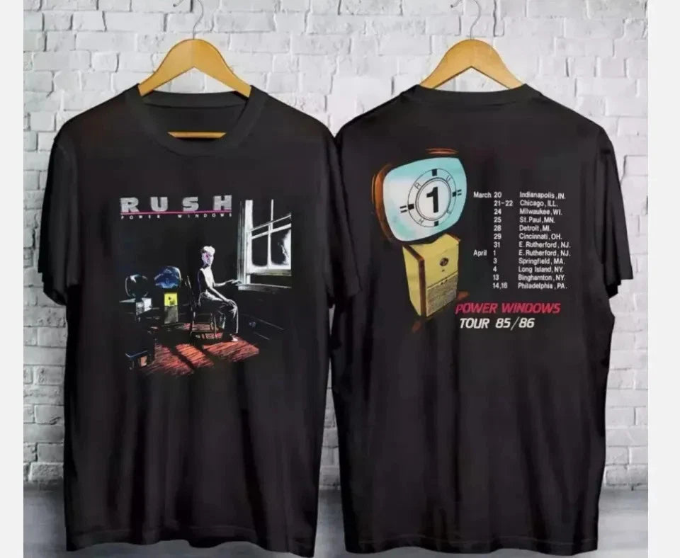 Rush Power Windows Tour 1985 T-Shirt Black Band Concert 80s