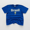 Vtg Y2K Center Swoosh Embroidered NIKE CBF Brazil Soccer T-Shirt Blue