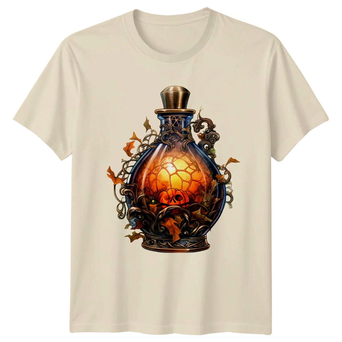 Stained Glass Pumpkin Potion T-Shirt Autumn Halloween Gift For Him And Her