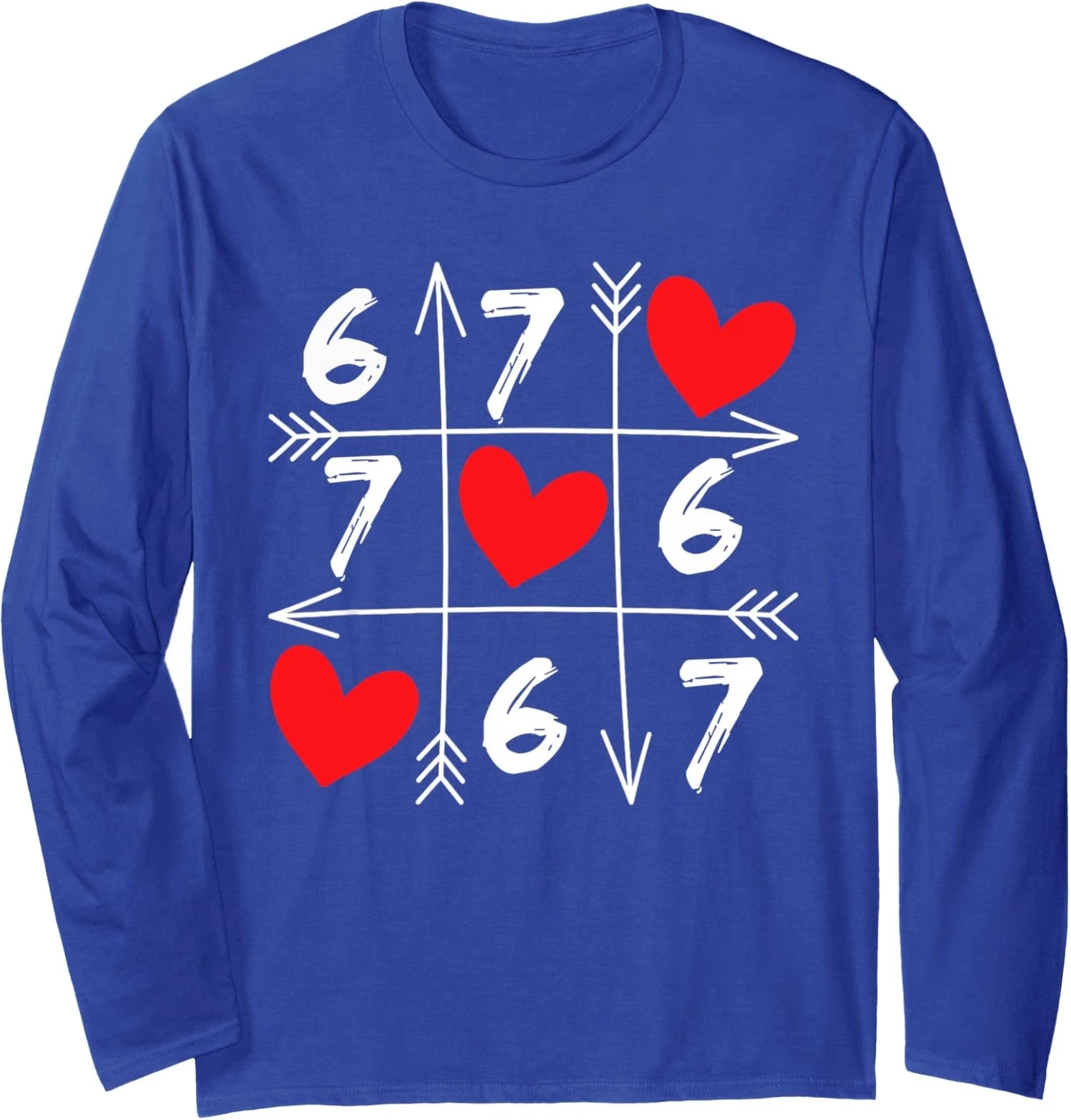 Six Seven 67 Funny Meme Valentines Day Heart  Long Sleeve T-Shirt
