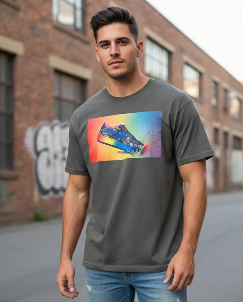 Nike Air Force 1 NYC Rainbow Sneaker Splatter Tee Mens 3XL Urban Streetwear Art
