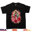 Our Lady Virgen De Guadalupe Saint Virgin Mary Pink Roses T-Shirt