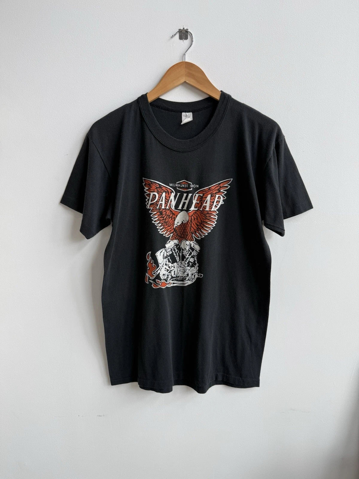 Vintage 70s PANHEAD Biker Harley Single Stitch Thin T-Shirt Sz M/L Faded