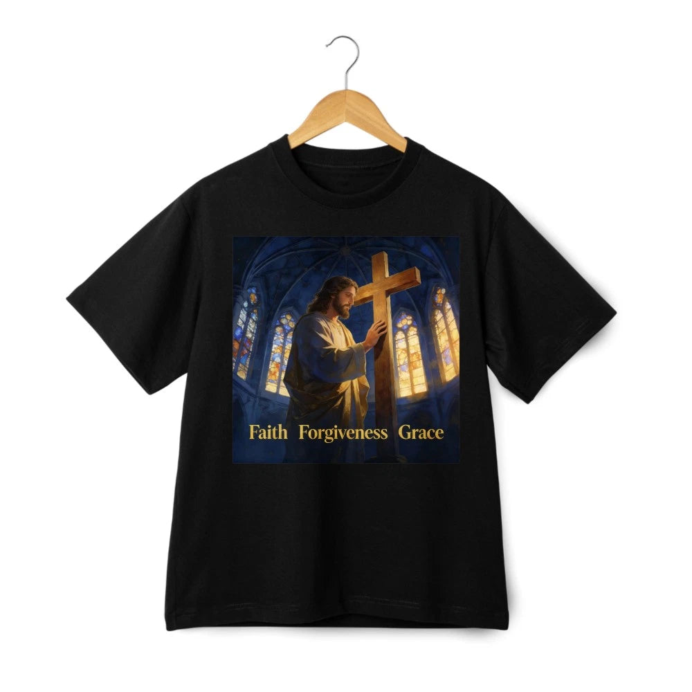 Jesus Cross Faith T-Shirt Faith Forgiveness Grace" Christian Tee for Men & Women