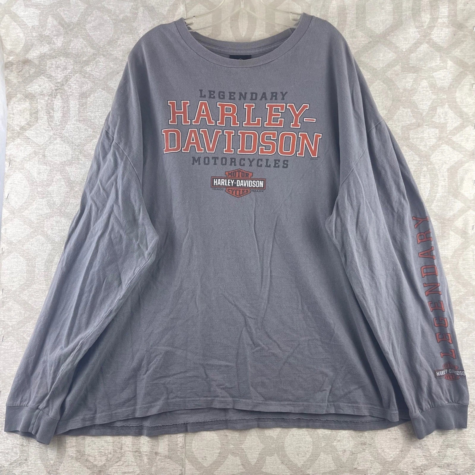 Harley Davidson Laconia New Hampshire Long Sleeve Shirt Grey Mens 2XL Graphic