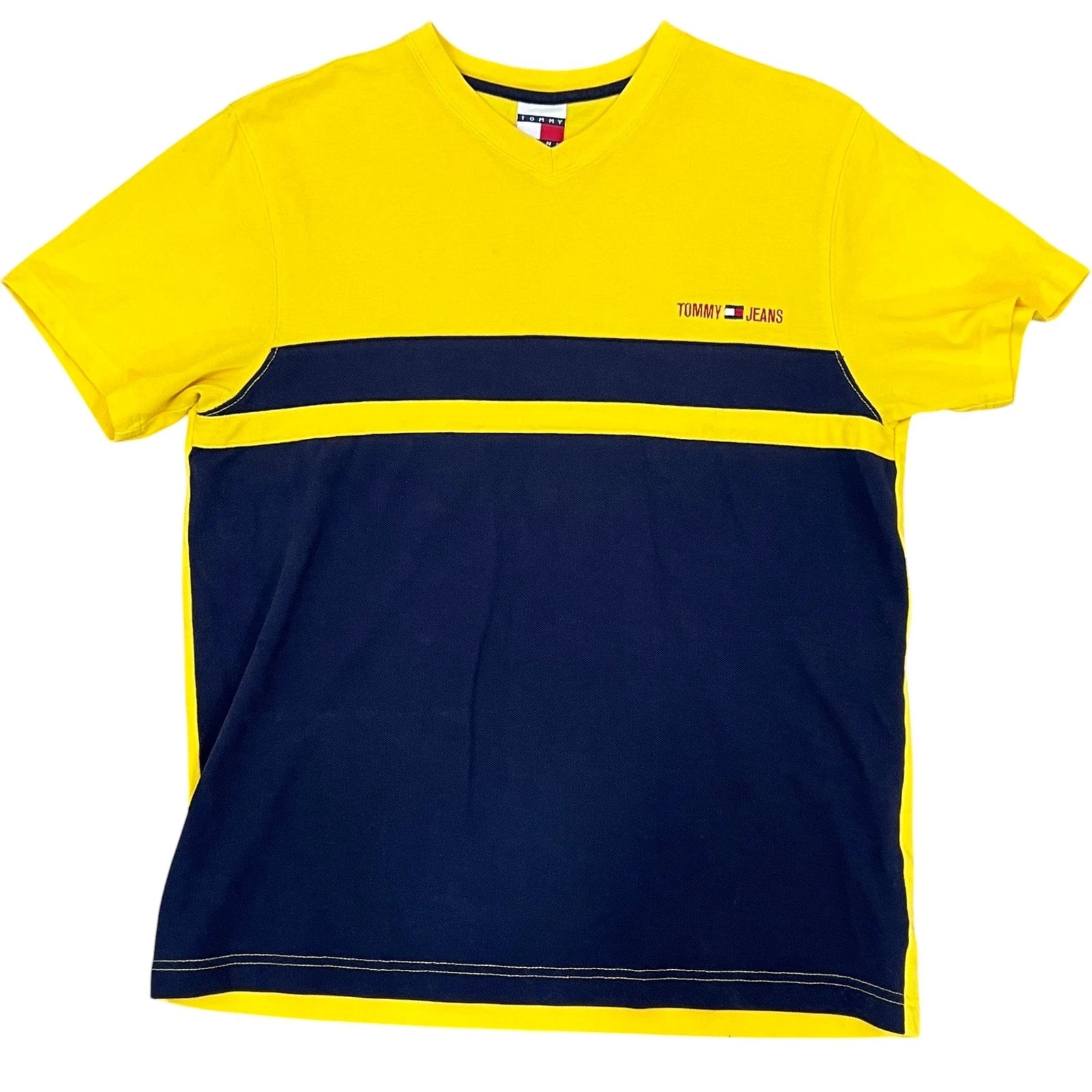 Y2K Tommy Jeans Color Block V Neck Size Small