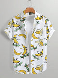 Mens Button Down Shirts Funny Banana Printed Hawaiian Tops Novelty Summer Gifts