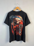 Vintage 2000s Gothic Skull Man Black Y2K Grunge Tee Shirt Size L
