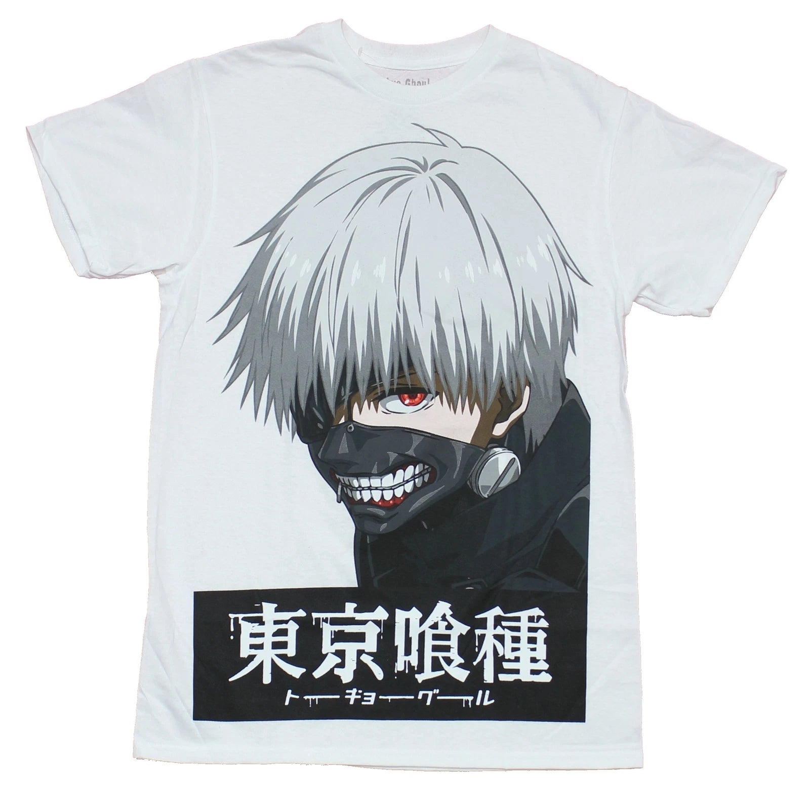 Tokyo Ghoul Mens  T-Shirt - Giant Ghoul Face Over Kanji Image