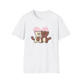 Cute Cartoon Cats Heart T-Shirt Kawaii Cat Couple Tee