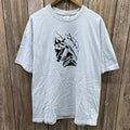 Vintage Jimi Hendrix Guitar Suede Print Graphic Tee Shirt Y2K Grey Mens XXL 2XL