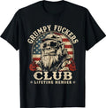Grumpy F*ckers Club Lifetime Member Funny Sarcastic USA Flag T-Shirt