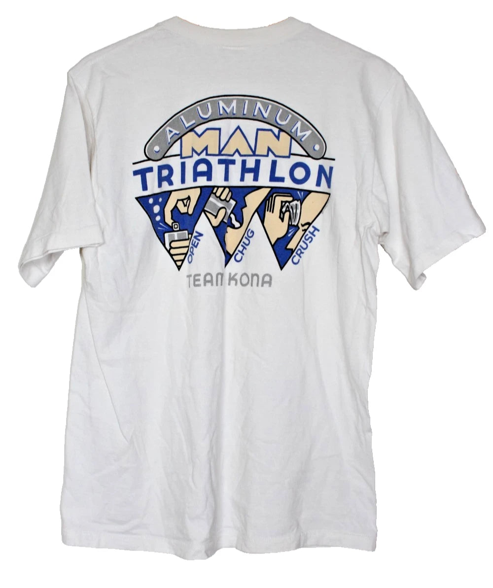 Vintage Crazy Shirts Hawaii T Shirt Large L Aluminum Man Triathlon Beer Parody
