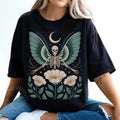 Comfort Colors Skeleton Moth Moon T-Shirt Witchy Gothic Celestial Tee SM-4XL