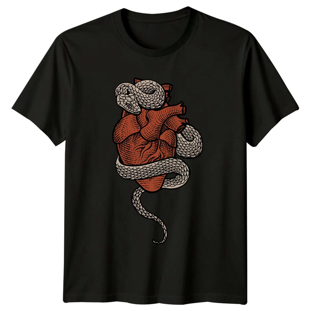 Snake Around Heart Reptile Animals Mens T-Shirt Ladies Tee Graphic