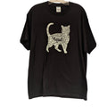 LA Pop Art Cat Word Art T-Shirt Sz L Black Graphic Tee Typography Pet Lover Gift