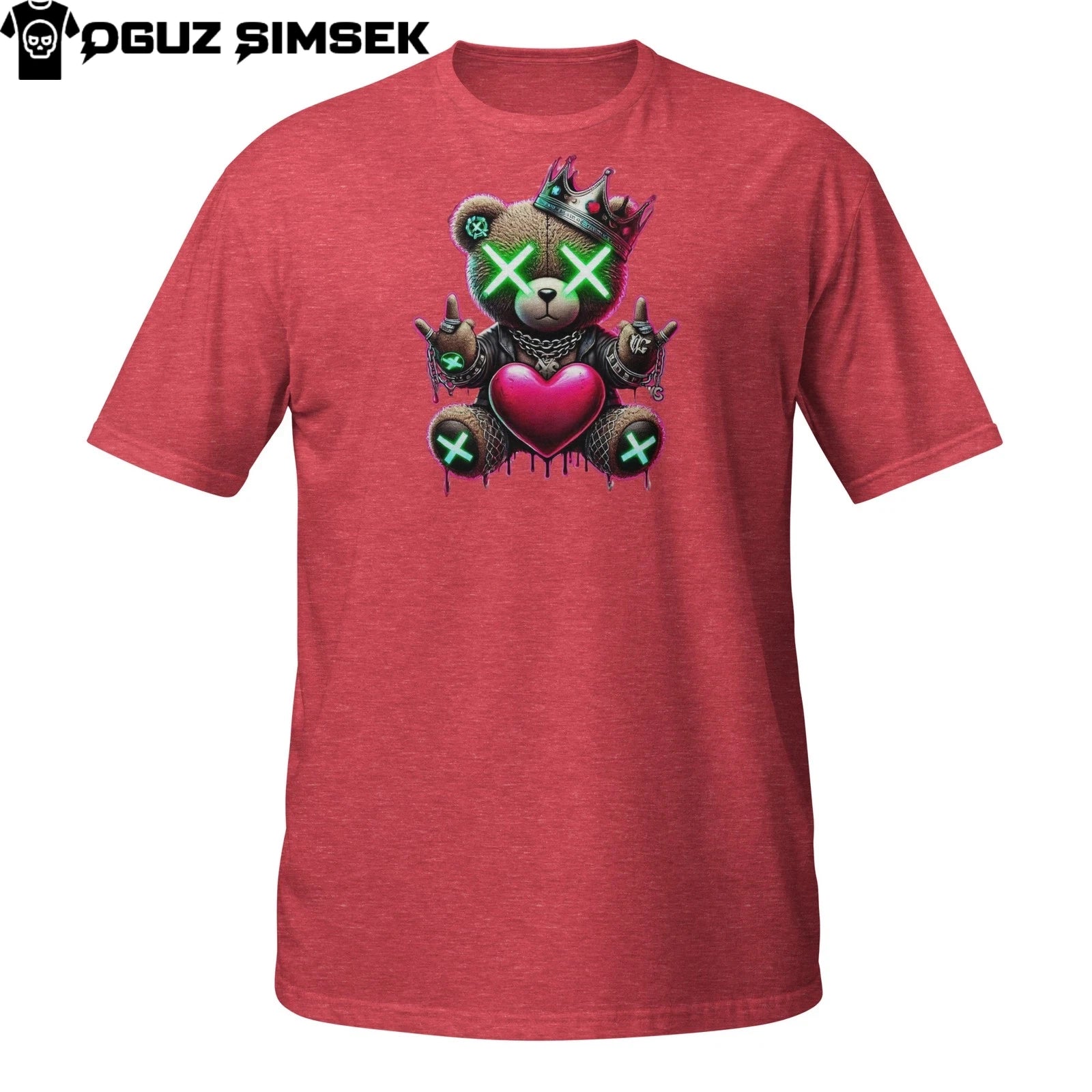 Gangster Love Teddy Shirt – Neon Streetwear Heart Bear Graphic Tee