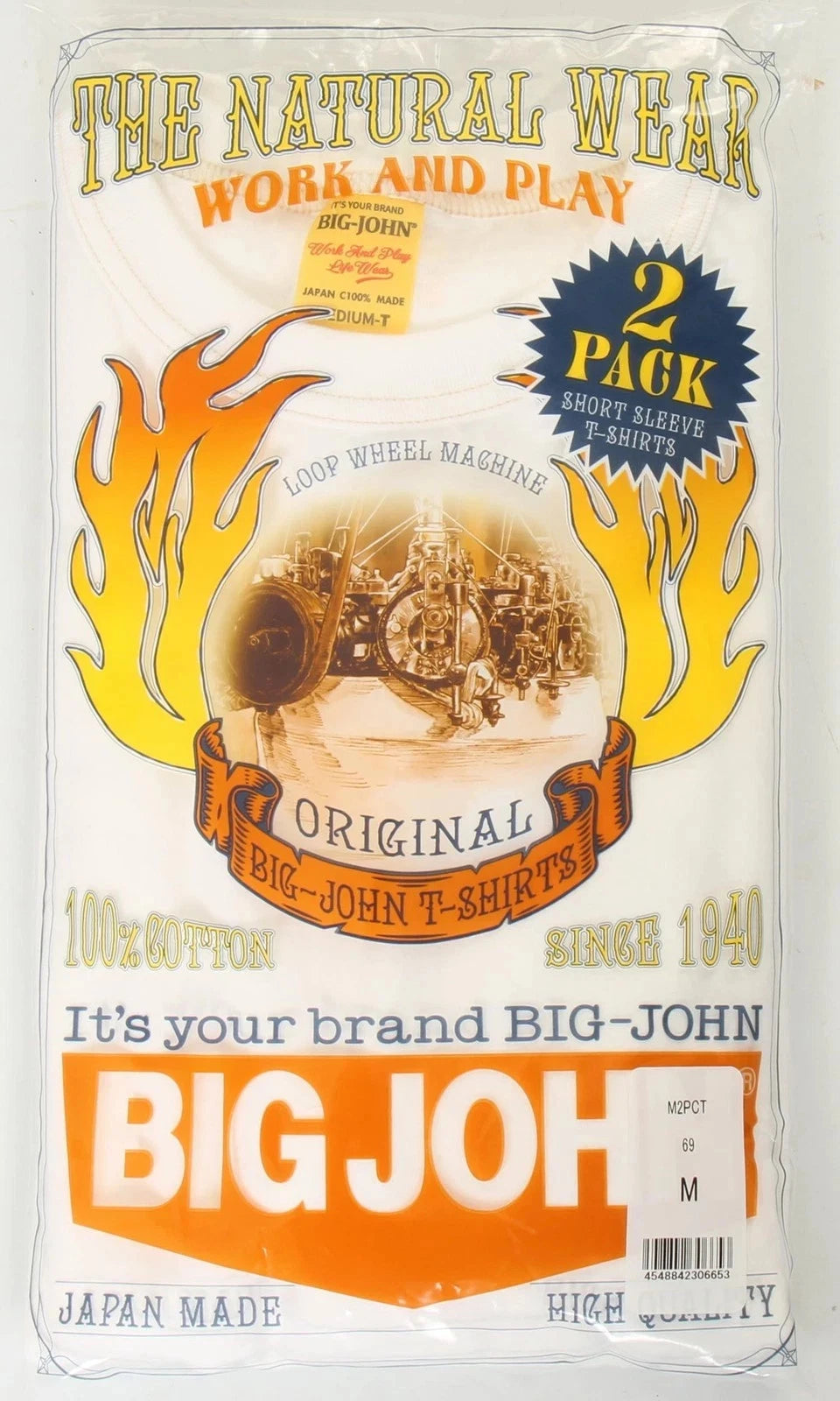BIG JOHN 2 PACK T-SHIRT Short sleeves White only  Made in Japan
