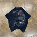 Y2K Native Skull Tribal Grunge Headdress Shirt Size Large Graphic Black
