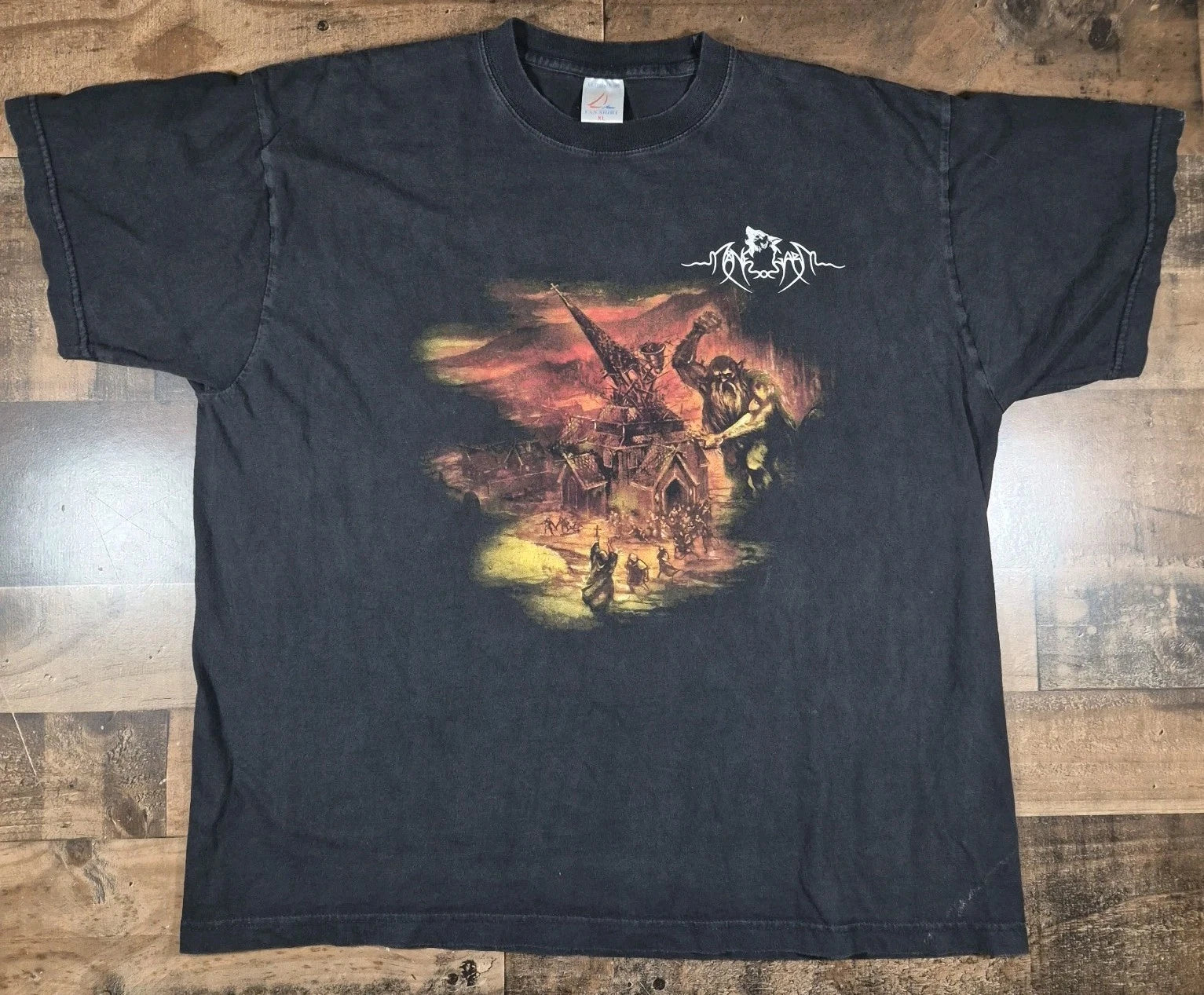 Vintage Månegarm Vredens Tid Shirt Mens XL Black Y2K 2000s Death Metal Band Tee