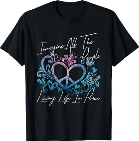 Imagine Hippie People Living Life in Peace and Love T-Shirt