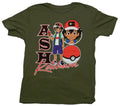 Pokemon New Adult T-Shirt - Ash Ketchum Pictured with Pokeball
