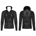 PUNK RAVE Black Gothic Retro Ruffled High Collar Pattern Velvet Shirt Men Top