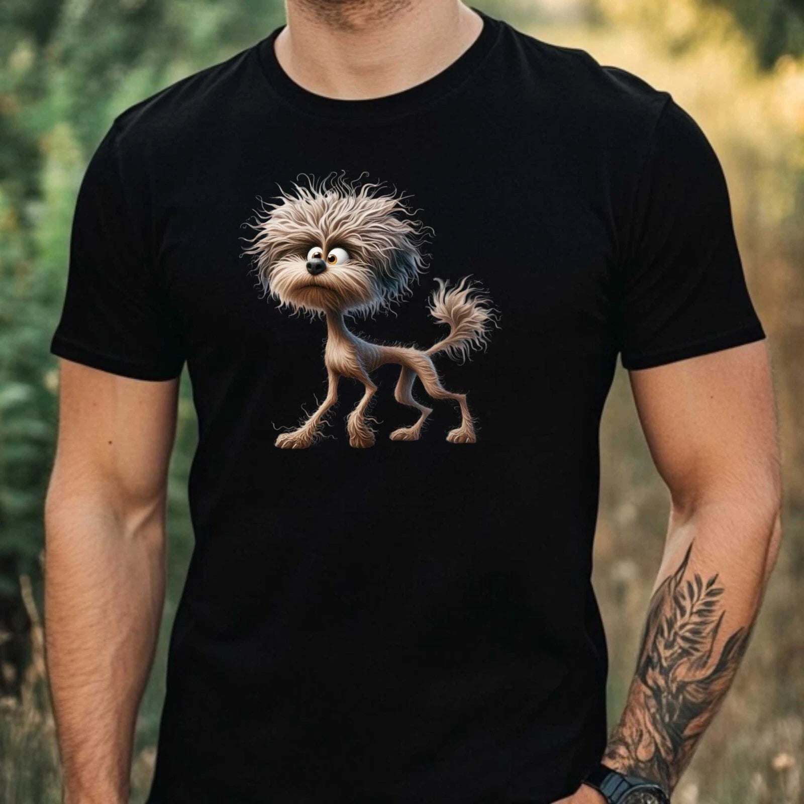 Mens Funny Dog Print Cotton T-Shirt Size XS to 5XL