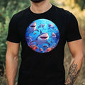 Mens Group Of Sharks Motif Cotton T-Shirt Size XS to 5XL