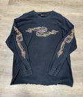 Vintage Y2K Harley Davidson Long Sleeve Shirt Barbwire  Sleeves Faded Size Large
