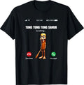 Tung Sahur Calling Funny Fishing Brainrot Joke Boys Meme T-Shirt