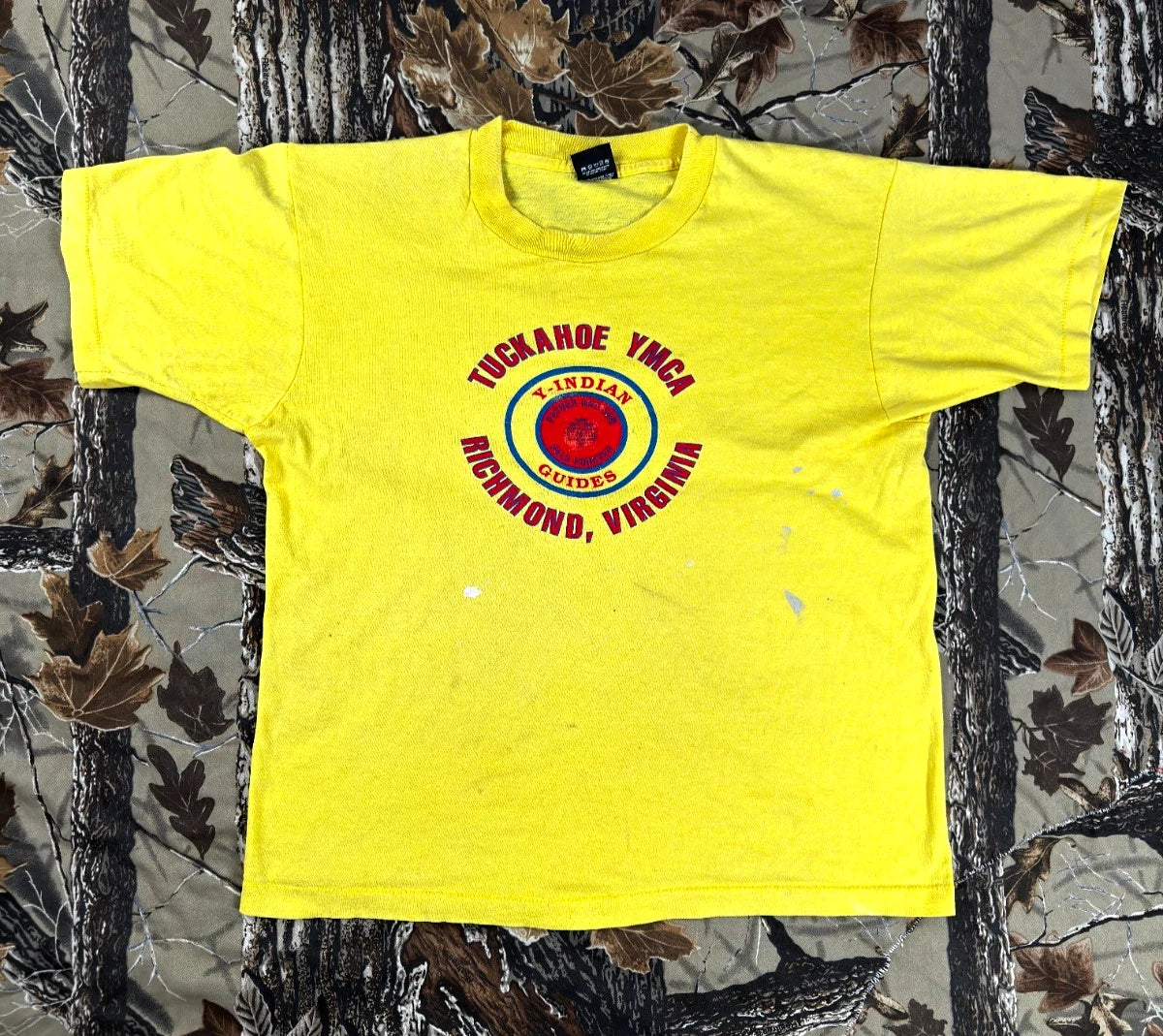 DISTRESSED Vintage 80s 90s YMCA Screen Stars Y-Indian Father and Son Tee Sz L