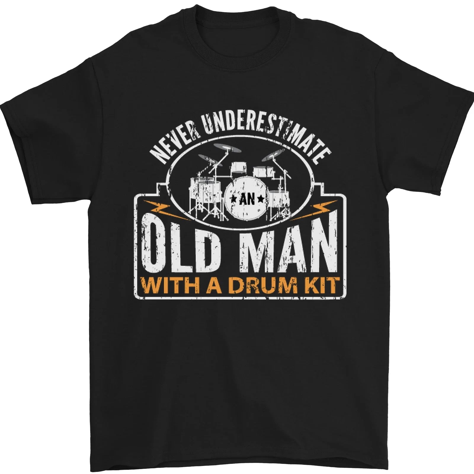 Drumming An Old Man Drummer Drum Funny Mens T-Shirt 100% Cotton