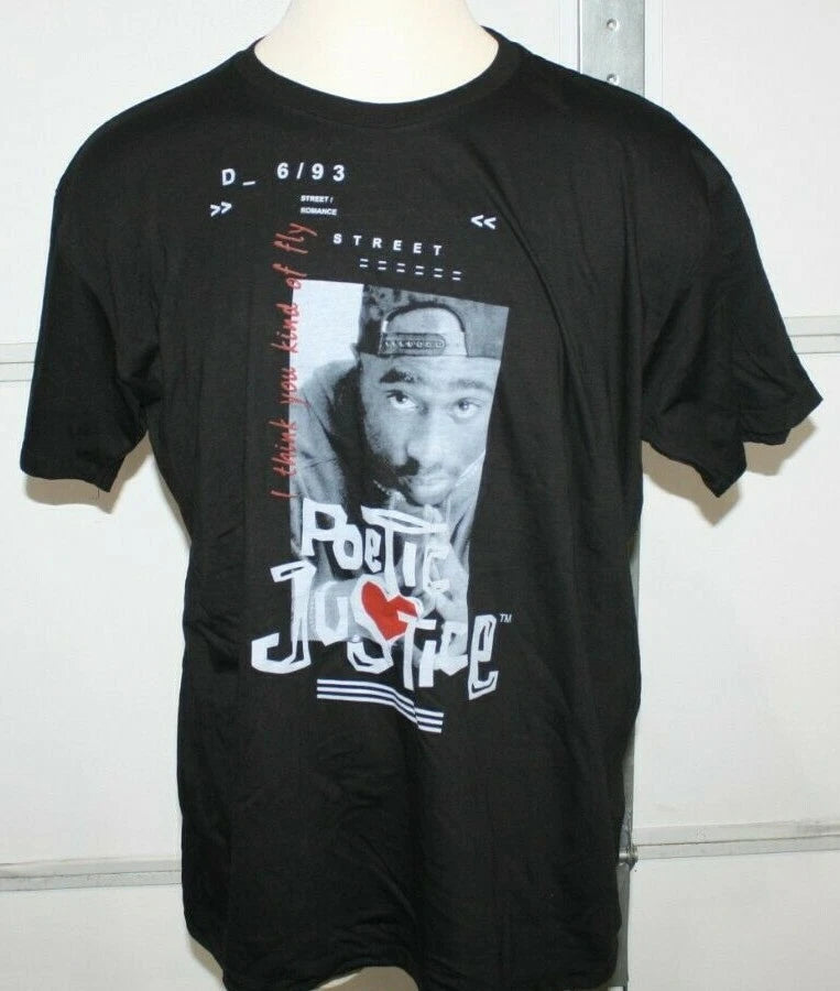NEW Tupac Shakur Poetic Justice Movie Vintage90s T-Shirt Tee Black Short Sleeve