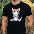 Mens Cat Yoga Print Cotton T-Shirt Size XS to 5XL