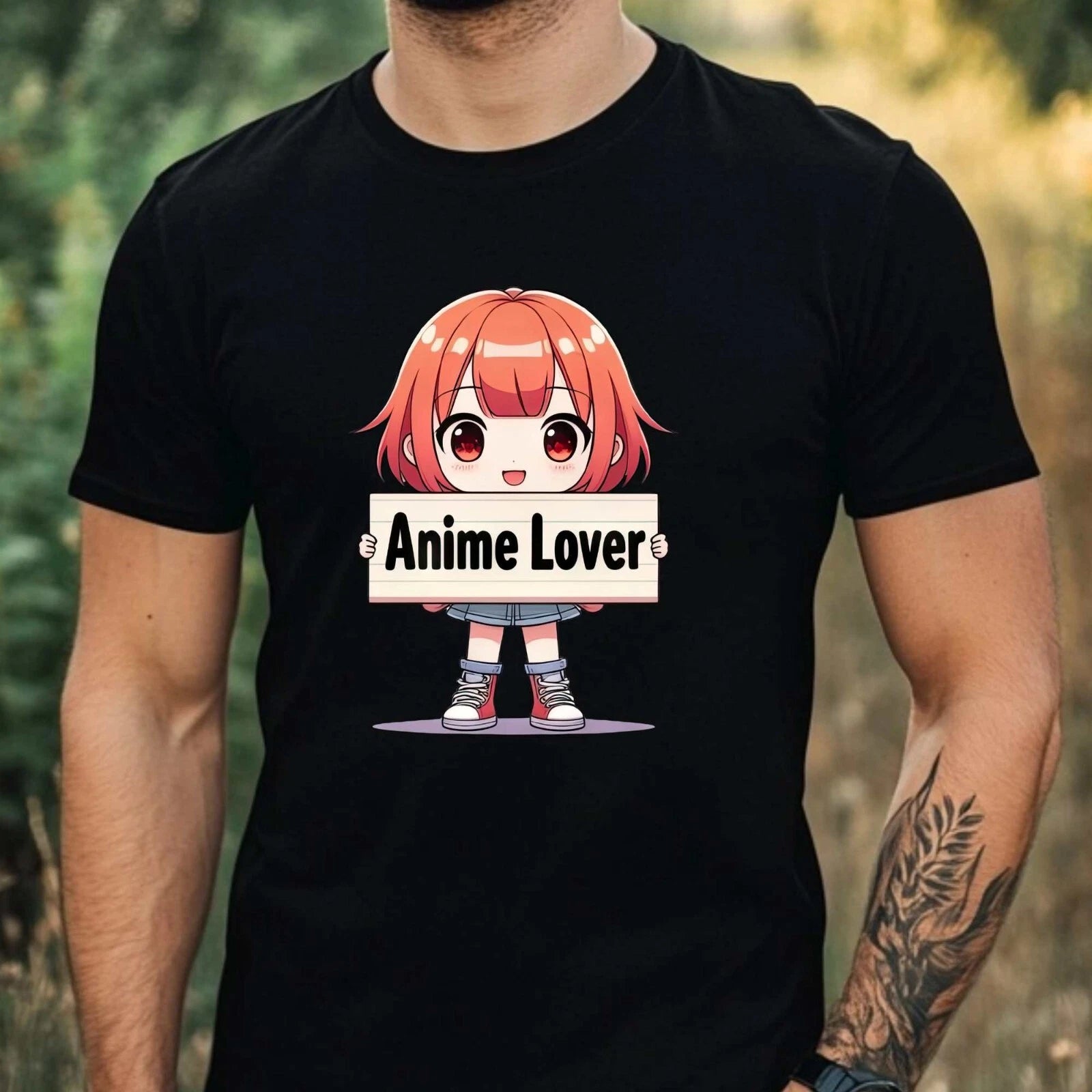 Mens Anime Lover Motif Cotton T-Shirt Size XS to 5XL