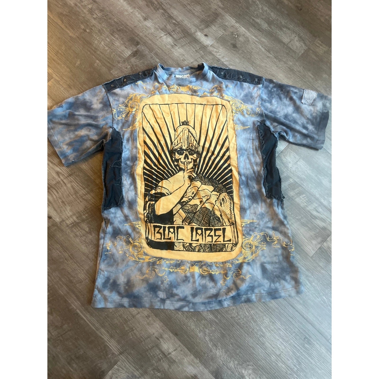 Y2K Blac Label Skeleton Grunge Gothic Graphic Tee Shirt Size 3XL