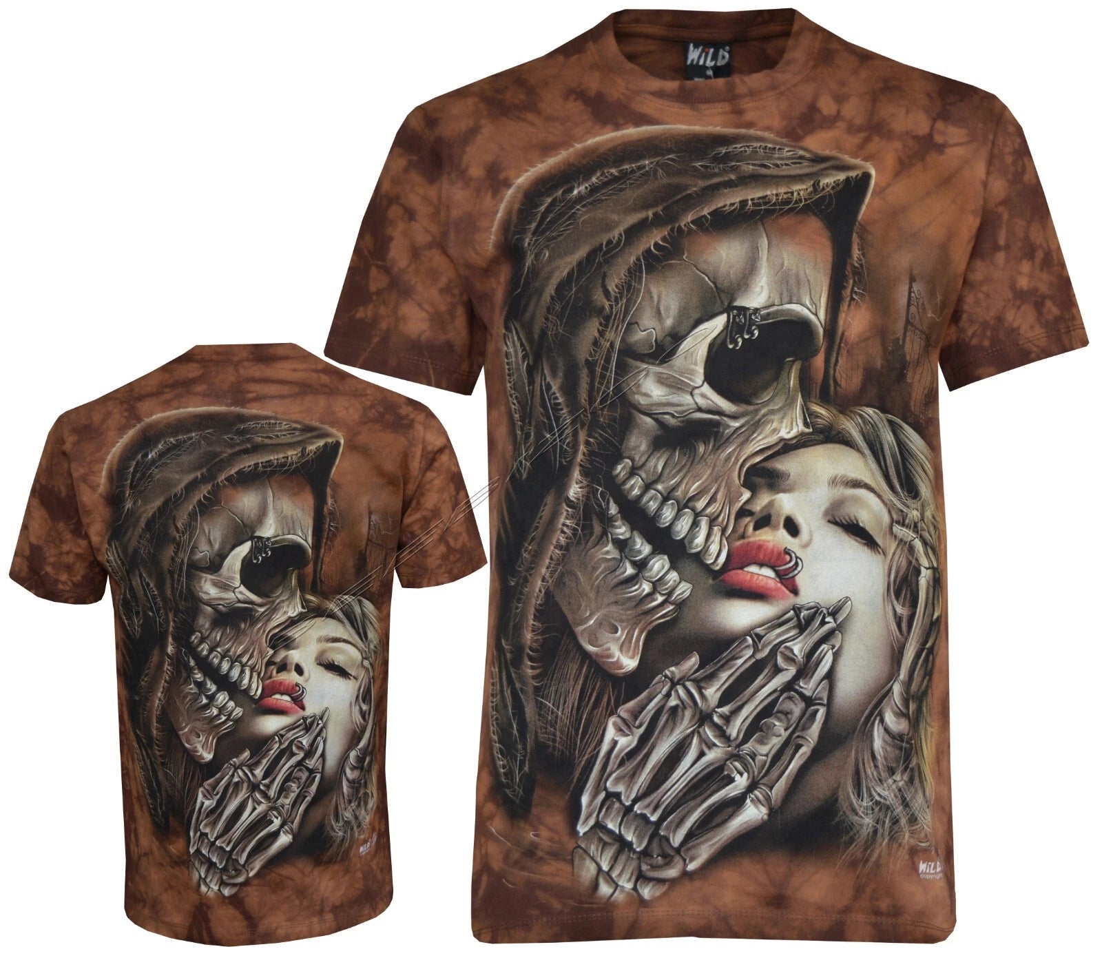 Tie Dye T-shirt Grim Reaper Falling for Woman Lady Love Glow in the Dark by Wild