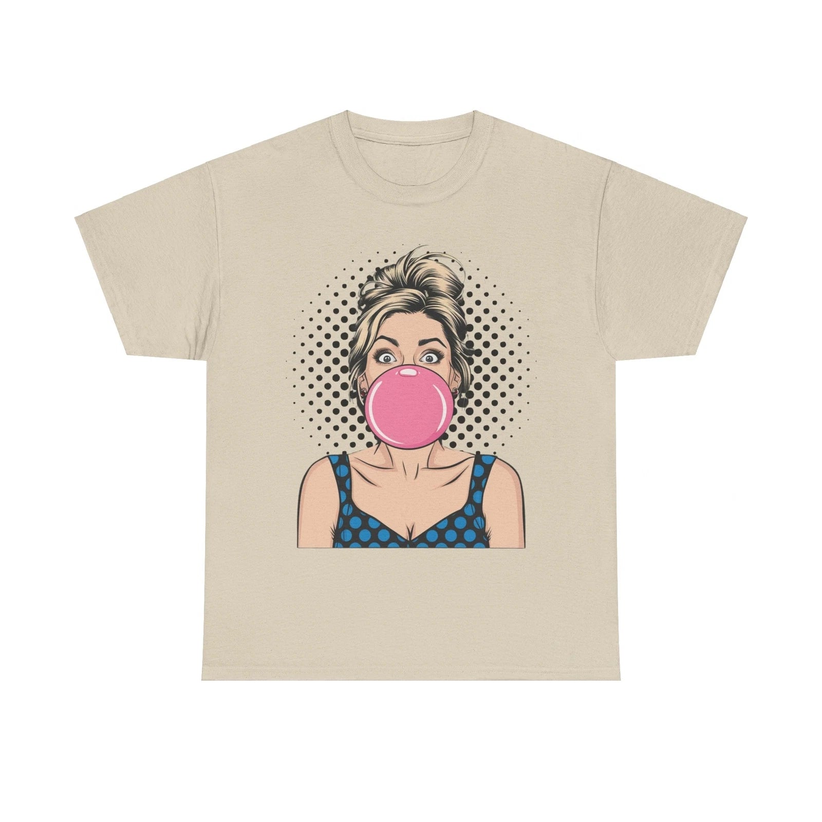 PopArt Girl Bubble Gum Bubble Tshirt unisex heavy cotton