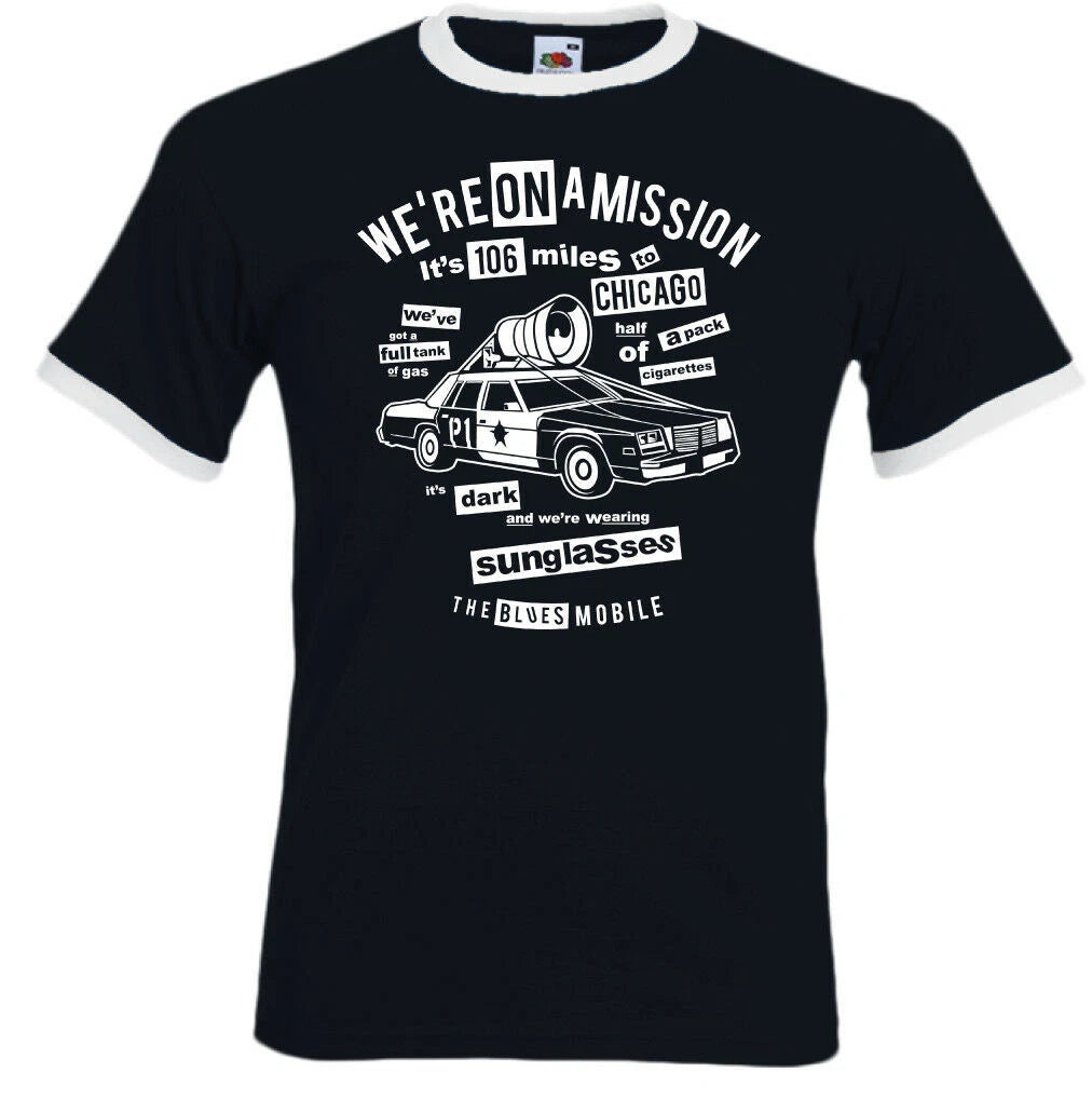 Blues Brothers T-Shirt We're On A Mission Mens Funny Retro Movie Film Quote