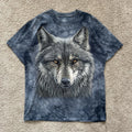 The Mountain Wolf Moon Shirt Mens L Tie Dye Blue Nature Woods Animal Fierce EUC
